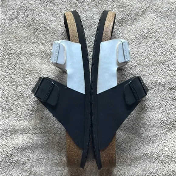 Birkenstock 42 Black/White Slide Sandal - Picture 3 of 10